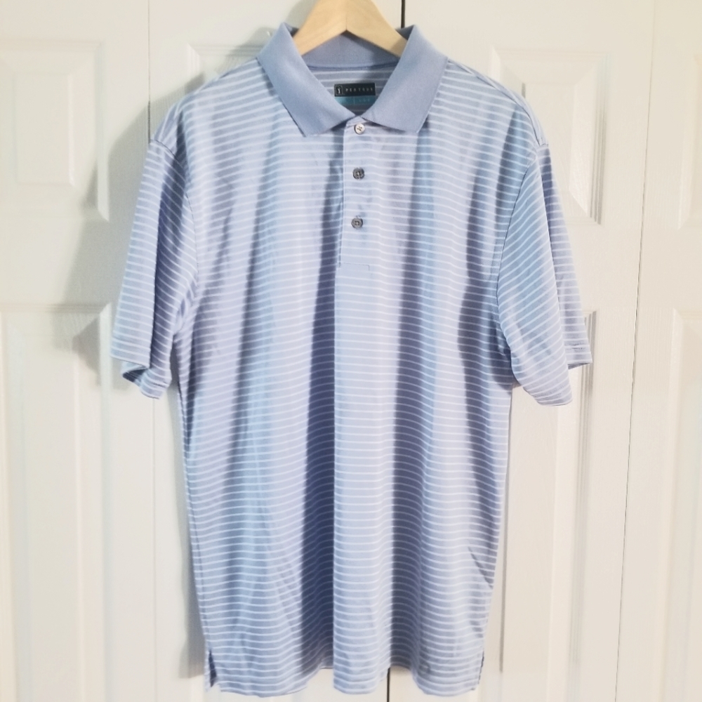 Mens PGA TOUR GOLF Airflux Polo Blue Shirt Size Large